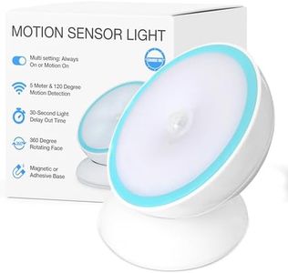 Night Light Motion Sensor [Battery Powered] with Rotating Base for Indoor Use in Bathroom, Hallway, Cruise Cabin & More White