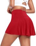 Pleated Tennis Skirts for Women High Waisted Athletic Golf Skorts with Pockets Shorts Running Workout Clothes, Red, Small