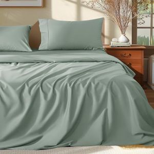 Shilucheng Juego de sábanas de 100 % algodón egipcio tamaño Queen, 1000 hilos, sábanas de algodón de lujo, ropa de cama y fundas de almohada transpirables y refrescantes, bolsillo de 40.6 cm de