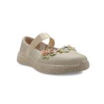 KazarMax Kids Girls Beige Floral Ballet Flat Ballerina - 6 UK