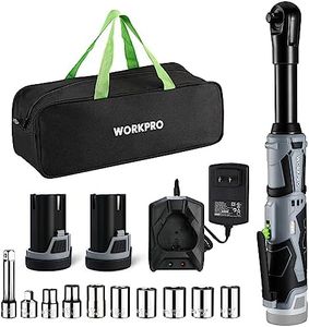 WORKPRO 12V 40 Ft-lbs Power Ratchet Wrench Kit with 10-Piece Socket Accessory Set, 1-Hour Fast Charger, 2.0Ah Lithium-Ion Batteries