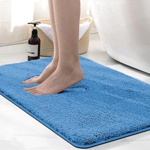 wyewye Tapis de bain en microfibre super absorbant de 2 cm d'épaisseur Bleu brume 50 x 80 cm
