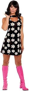 Dreamgirl Women's 60's Daisy Dress, Black, Small