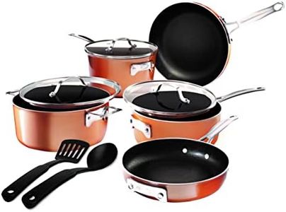 Gotham Steel 10 Pc Copper Pots and Pans Set Nonstick Cookware Set, Kitchen Cookware Sets, Pot and Pan Set, Pot Set, Stackable Pots and Pans Set with Lids, Induction Cookware Set, Dishwasher Safe…
