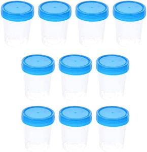 10Pcs Urine Cups with Scale Plastic Urine Specimen Cups Sterile Specimen Cups with Lids for Ovulation Test/Pregnancy Test/pH Test Etc 120ml (Random Color)