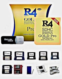 R4 SDHC Gold Pro Adapter with 32 GB Micro SD with YS Menu with 500 in 1 Will Work On DS DSI DSIXL 2DS 2DSXL 3DS 3DSXL