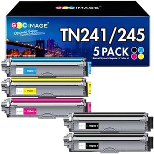 GPC Image Toner Cartridges Replacement for Brother TN241 TN245 Compatible with 9015CDW 9020CDW 9022CDW 3140CW 3142CW 3150CDN 3150CDW 3170CDW 9130CDN 9140CDN 9330CDW (Black Cyan Magenta Yellow, 5-Pack)