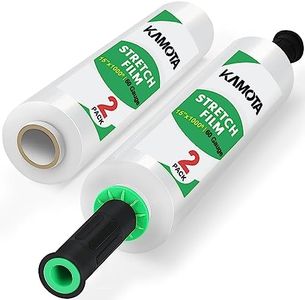 Stretch Film, KAMOTA Stretch Wrap with Handles Industrial Strength, Moving Wrapping Plastic Roll, Shrink Wrap for Pallet Wrap, 15" x 1000 Feet, 2 Pack, 60 Gauge