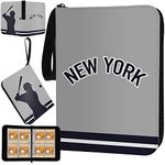 Baseball Card Binder with Sleeves 400 Pocket, Baseball Card Holder for Trading Cards Waterproof Baseball Collector Album New York Sports Card 3 Ring Binder Storage Book Folder for Kids Gift (Gray)