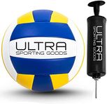 Ultra Sporting Goods Beach Volleyball Ball and Pump - Official Size 5 Volleyball for Indoor and Outdoor Play - Soft Volleyball for Beginners, Kids, and Professionals - Play on Sand, Court, or Grass