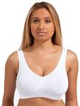 4 Pack Marielle Super Comfort Bra, Women's Plus Size Sleep Bras for Girls in Yoga Bralette Leisure Stretch Crop Tops Vest (4 Pack White, 3XL)