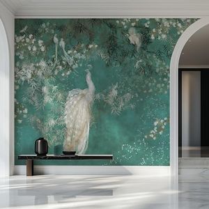 Papiramira Peel and Stick Self Adhesive Canvas Wall Mural Floral Vintage Botanical Wallpaper Removable Nature Wall Mural for Living Room Bedroom Office Home Decor Accent Wall (A, 182''X120'')