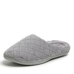 Dearfoams Women’s Leslie Quilted Microfiber Terry Clog, Medium Grey, Large/9-10 M US