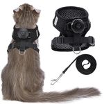 AirTag Cat Harness and Leash for Walking, Integrated Cat Vest with 100% Waterproof Air Tag Holder, Escape Proof Reflective Adjustable Vest Harnesses with Apple Air Tag Case for Cats, Kittens, Puppies