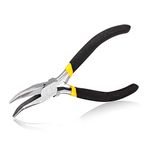 SPEEDWOX Bent Nose Pliers Long Reach 5 Inches Mini Slim Chain Nose Smooth Curved Jaws Precision Fine Pliers with Leaf Springs for Confined Areas Jewelry Making Crafts