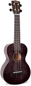 Mahalo Hano Concert Ukulele, Wooden Musical String Instrument with Geared Machine Head & Instrument Case, Beginners Ukulele Concert Kit for Adults, Includes E-Book Guide, Transparent Black