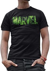 Marvel Logo Hulk Avengers Super Hero Adult Men's Graphic Tee T-Shirt Apparel (Black, Medium)