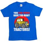 Fancy A Snuggle You Can Never Have Too Many Tractors Big Yellow Farm Kids Boys T-Shirt Royal Blue 3-4 Year Old