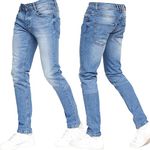 Crosshatch Stretch Slim Fit Jeans Mens Denim Designer Trousers Pants by JeanBase Light Wash 32W X 30L