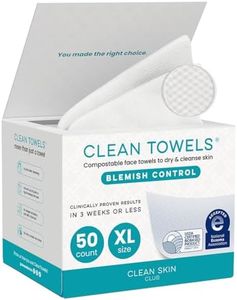Clean Skin Club Blemish Control Clean Towels® XL, Compostable Face Towels, Light Exfoliation for Oily Skin, Eczema Association Accepted Disposable Face Towelette, Makeup Remover Dry Wipes, 50 count