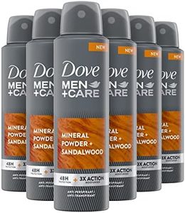 Dove Men+Care Deodorante Spray Talc Mineral & Sandalwood, con 1/4 di Crema Idratante, Deodorante Uomo Antitraspirante Senza Alcol, Fino a 48 Ore di Protezione, 6 pezzi da 150 ml