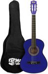 Mad About MA-CG04 Classical Guitar, 1/4 Size Blue Classic Guitar - Colourful Spanish Guitar with Carry Bag, Strap, Pick and Spare Strings