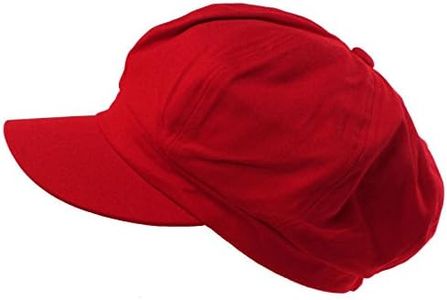 Summer 100% Cotton Plain Blank 6 Panel Newsboy Gatsby Apple Cabbie Cap Hat Red