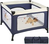 TecTake Portable Child Baby Infant Playpen Travel Cot Bed Crawl Play Area New (Blue | No. 402205)