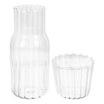 TOPBATHY Clear Bedside Water Carafe Set with Tumbler Glass for Bedroom Nightstand, Water Pitcher with Cup Set, Mouthwashes Bottle for Bathroom, 500ml/17oz