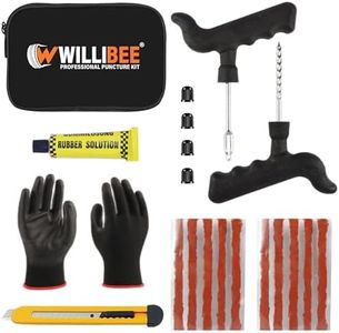 WILLIBEE 6 in 1 Universal Tubeless Tire Puncher Kit (with Storage Bag) Emergency Flat Tire Repair Patch Puncture Kit for Car, Bike, SUV, & Motorcycle