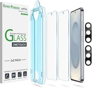 amFilm [2+2 Pack] OneTouch Tempered Glass Screen Protector Guard for Samsung Galaxy S25+/S25 Plus 6.7 Inch with Camera Lens Protector, 9H Hardness, Easy Installation, Bubble Free and Case Friendly.