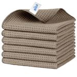 MR.SIGA Waffle Pattern Cleaning Cloths, Reusable Absorbent Microfiber Cleaning Towels, Ultra Soft Microfiber Kitchen Cleaning Rags, 6 Pack, Sandy Brown, 12.6 x 12.6 inch