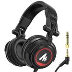 MAONO AU-MH501 Over-Ear Wired Studio Headphones, Stereo Monitor Closed Back Headsets with 50mm Driver and Lightweight Foldable Design for Gaming, Singing, Microphone Recording, Mobile, PC (Black)