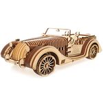 Ugears Roadster VM-01 | Wooden Gear Puzzle | STEM DIY Kits for Adults | Hand-Crank Powered Puzzle Functional Vehicles with Working Pistons, Wheels, Shocks | Educational Kit Mechanical Gear Puzzle