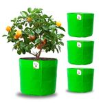 ORGANIC BAZAR 18x18 Big Size Grow Bags for Terrace Gardening, Premium HDPE 220 GSM Green-Orange Large Plant Bag (Pack of 4)