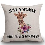 Smooffly Double Sided Funny Giraffe quote Cushion Cover, Just a woman who loves giraffes Throw Pillow Cover Pillow Case 18 X 18 Inches for Home Living Room Sofa Garden Couch Car 45 x 45 cm