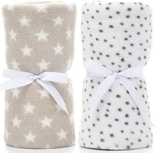 LeerKing Baby Throw Blanket 2 Packs Singel Layer Bed Throws for Kids Boys and Girls 30 * 40 inch (Grey & White)
