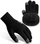 Rahhint Thermal Winter Gloves for Men Women Wool Knit Gloves with fleece lining insulated Liner Keep Hand Warm Gift