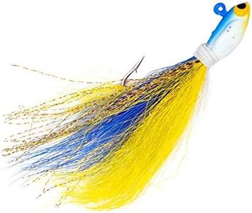 Charlie's Worms Potbelly Bucktail Jig 1/4oz, 3/8oz, 1/2oz. Hand-Tied Fishing Lure Freshwater Saltwater Bass Fishing (1/2 oz., Blue/White/Yellow)