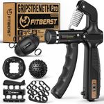 FitBeast Grip Strengthener, Hand Grips Strengthener Kit - 6 Pack with Adjustable Resistance Forearm Strengthener, Hand Strengthener and Massage Balls for Hand Therapy, Grip Training and Recovery