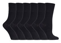 Sock Shop Gentle Grip - 6 Pairs Ladies Loose Soft Top Non Elastic Bamboo Socks (4-8 UK, SOLRM31)