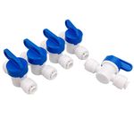 PureSec 2018 HV3838 Mini White Plastic Quick Fitting Straight Inline Shut Off Ball Valve Hand Valve for tubing OD 3/8"x 3/8"Used for RO System Refrigerator ice Maker Coffee Machine (Pack of 5)