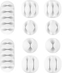 U-horizon White Cable Tidy Clips, 10 Pack Long Lasting Cable Drop Organizer, Cord Management System, Desktop Wire Holder, Hider for Computer or Mouse Cord, Home Office, White