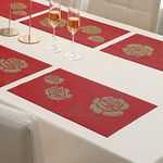 HOKIPO Pvc Dining Table Placemats Set Of 6 - 45X30 Cm (Ar880, Polyvinyl Chloride), Red