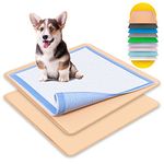 Skywin Dog Puppy Pad Holder Tray - 2 Pack for 24x24 Inches Training Pads - Silicone Wee Wee Pad Holder, No Spill Pee Pad Holder for Dogs, Easy to Clean and Store (Beige)