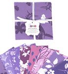 Soimoi Florals Print Precut 5-inch Cotton Fabric Quilting Squares Charm Pack DIY Patchwork Sewing Craft-Purple