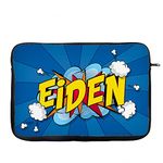 Personalised with Any Name Comic Pop Art Themed Gift for Children, Kids, Girls/Boys, Back to School, Birthday Present iPad Air/Pro/Mini, Laptop Sleeve/Cover. (14")