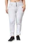 Nifty Women's Denim Stretchable High Waist Plus Size Jeans (NFTYPLS_1265_WHTE_36_White_36)