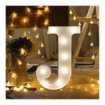 Hotsellhome LED Alphabet Letter Lights Light Up Warm White Night Light Plastic Letters Numbers Standing for Home Party Bar Wedding Festival Birthday Decorations Xmas Gifts (J)