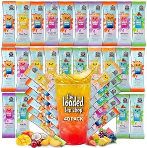 The Loaded Tea Shop Energy Drink Mix Sticks, 40 Pack, Variety Pack, Zero Sugar, Zero Calories, 200mg Green Tea Caffeine, No Artificial Colors or Flavors, Powder Packets with B Vitamins